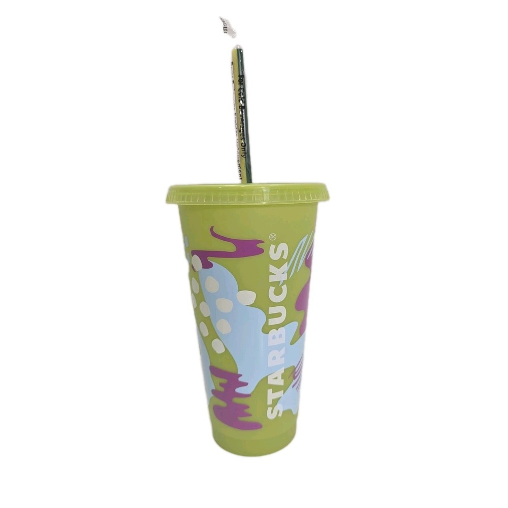 NEW Starbucks UV Color Changing Reusable Cold Cup With Sealed Straw 24oz